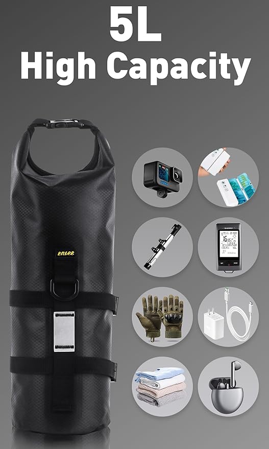 2 Pack Front Fork Bag, for Mountain Bike/Road Bike Waterproof Bag Roll Top Design Lightweight Bicycle Bag for Tools Cycling Fork Pack