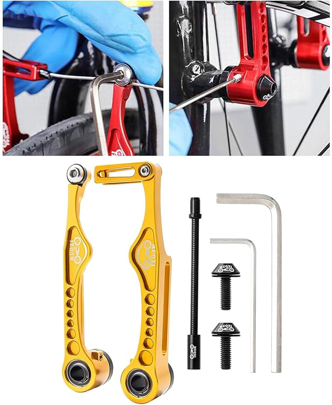 Linear Pull Bike V Brakes Front Rear Set Replacement Fit,Aluminum Alloy V-Type Bike Brake Set for Road Bike Bike BMX Repairing Accessories