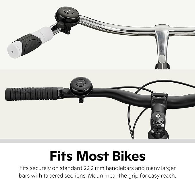 Schwinn Classic Black Bike Bell, Bicycle Accessories, Kids and Adult Bikes, Easy Installation, Loud Ringing Sound