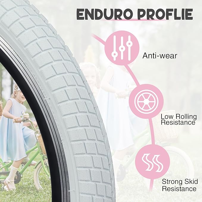 12/16/20x2.125 Bike Tires 1/2 Pack 12/16/20 Inch Kids Folding Replacement Tire/Tube Suitable for Tires 12/20x2.1 12/16/20x2. 125 12/20x2.25, Multiple Colors