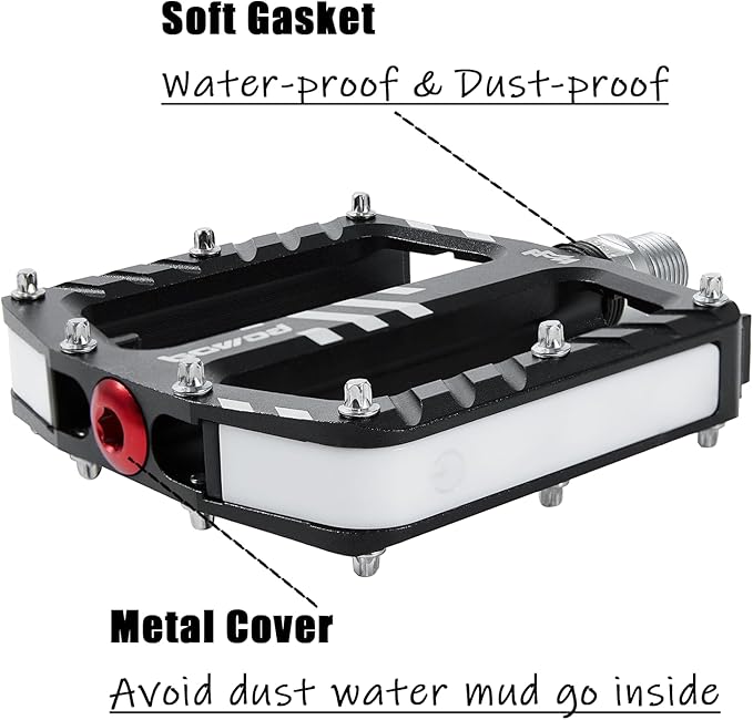 Bicycle Pedals with LED lights 5 Modes, Tap On-Off, USB Rechargeable, Waterproof, Flat CNC Aluminum Road Bike Pedals w 9/16" Cr-Mo Steel Axel w Pin, for Ebike, Commuter, Hybrid, City, Beach Bike