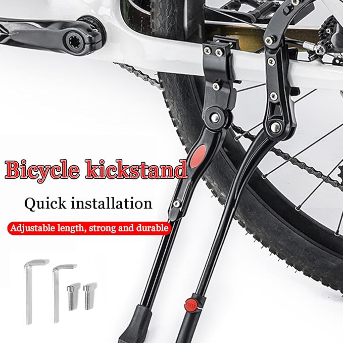 Bike Kickstand for Aventon Aventure Electric Bike, Adjustable Kickstand Foot Side Stand Support, Aluminum Rear Side Bicycle Stand for Bike with Non-Slip Rubber Foot, B