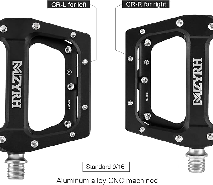 MZYRH Road/Mountain Bike Pedals MTB Pedals Aluminum Alloy Bicycle Pedals 9/16" Sealed Bearing Lightweight Platform for Road Mountain BMX MTB Bike