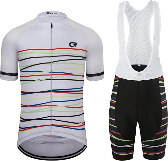 Coconut Ropamo CR Men's Cycling Jersey Set Road Bike Jersey Zipper Pocket Bib Shorts with 4D Padded Cycling Clothing Set
