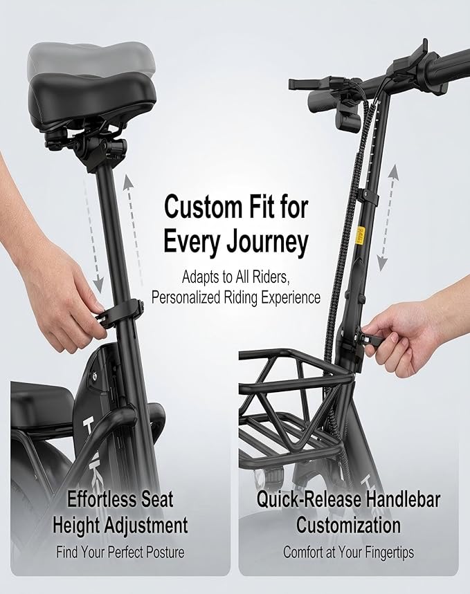 Folding Electric Bicycle for Adults - 750W High Power Motor, 16"/20" Fat Tire E-Bike, Long Range 48V 13AH/25Ah Battery, LCD Screen, Disc Brakes, Adjustable Seat & Handlebar