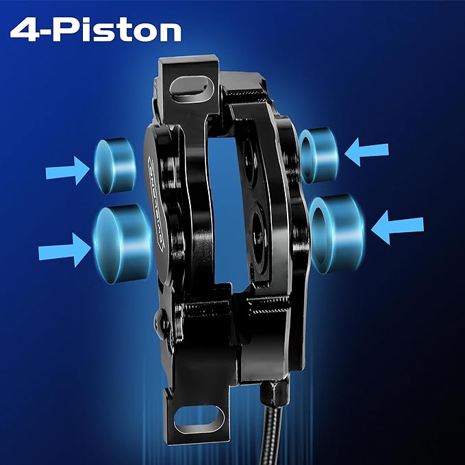 E-Bike Hydraulic Disc Brake Set 4-Pistons/2-Pistons,2-PIN/3-PIN Pre-Bled with Mineral Oil Brakes Kit,Front and Rear Set,180mm 2.3mm Thick Rotors