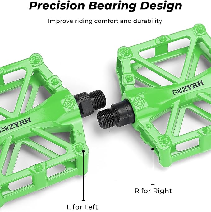 KEMIMOTO Mountain Bike Pedals MTB Bicycle Flat Pedals, 9/16'' CNC Aluminum Durable Sealed Bearing for Most Bikes BMX MTB Enduro Downhill Trail (Two Pack)