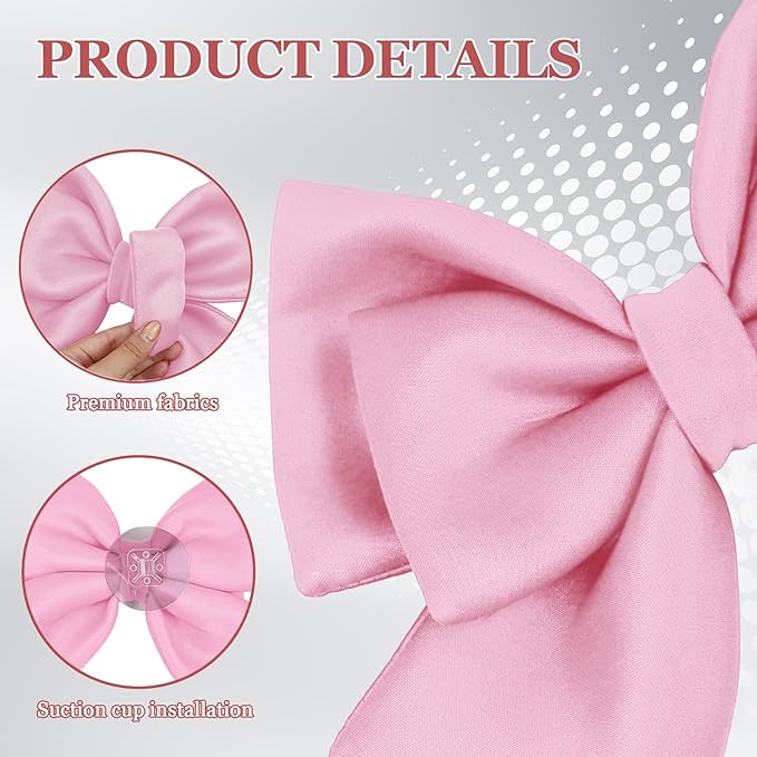 Bow Helmet Accessory, 8.07"x11.22" Stylish Motorcycle Helmet Bow Decoration for Women, Removable Cute Fashion Ribbon Bows Ornament for Motorcycle Scooter E-Bike Helmets (Pink)
