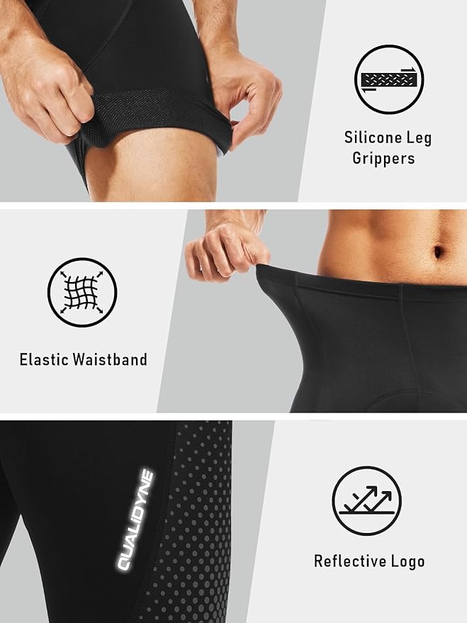 Qualidyne Men's Cycling Bike Shorts 3D Padded Biking Pants Cycle Shorts