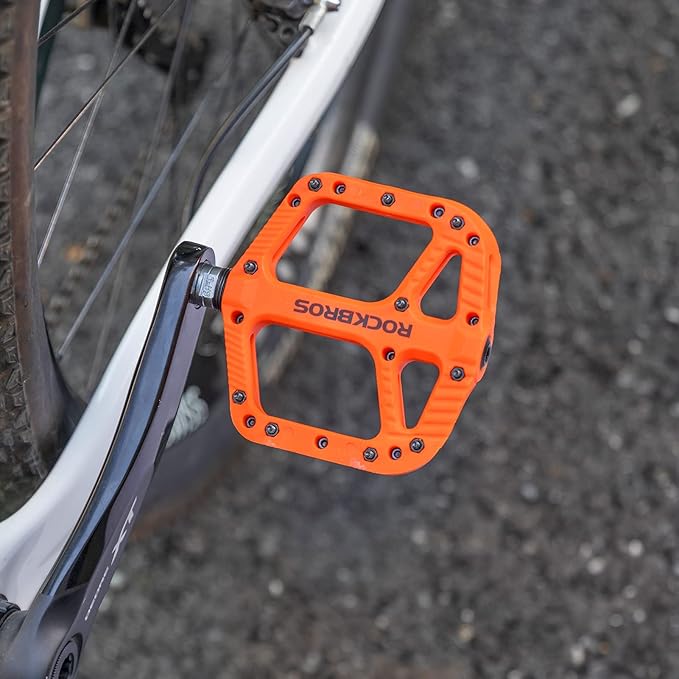 Rock BROS Mountain Bike Pedals Nylon Composite Bearing 9/16" MTB Bicycle Pedals with Wide Flat Platform