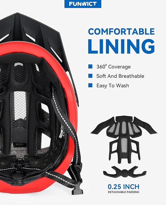 Adult Bike Helmet with Visor and Goggles for Men Women Mountain Road Bicycle Helmet Rechargeable Rear Light Cycling Helmet