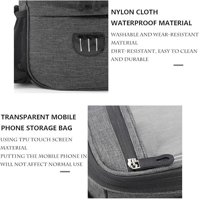 Cycling Handlebar Bag, Waterproof Bike Frame Bag with Touch Screen Phone Holder, Large Capacity, Gray Front Top Tube Storage for Road Bike & MTB (9"x7" / 22x17 cm)