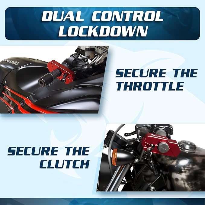 Motorcycle Grip Lock - Heavy Duty Brake/Handlebar/Throttle Lock That Secures Your Bike, Scooter, Moped, or ATV in Under 5 Seconds! - Anti Theft Motorcycle Lock W/Free Holster (Red)