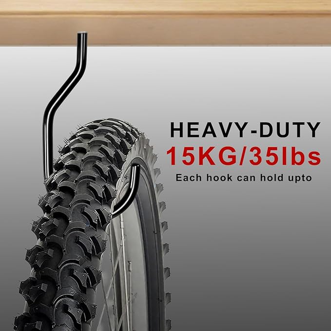 10-Pack Black Garage Bike Rack Heavy Duty Hooks for Wall Mount and Screw in Ceiling Hook for Hanging Bicycle Storage
