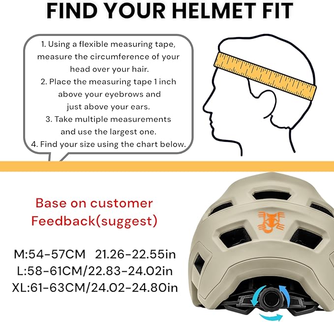BATFOX Bike Helmet,Mountain Bike Helmet Helmets for Men Women Adults Youth