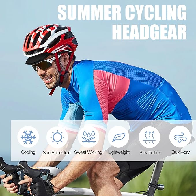 XXL Cooling Cycling Cap Skull Caps Under Helmet Mesh Hats with Sun Visor for Big Head Bike Hard Hat Liner for Men