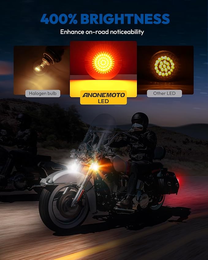 Brightness 1157 1156 LED Turn Signals 3 1/4 Inch Compatible for Harley Electra Glide Road King Softail Tour Glide Ultra Limited Turn Signal Led Lights Brake Lights 1986-2024
