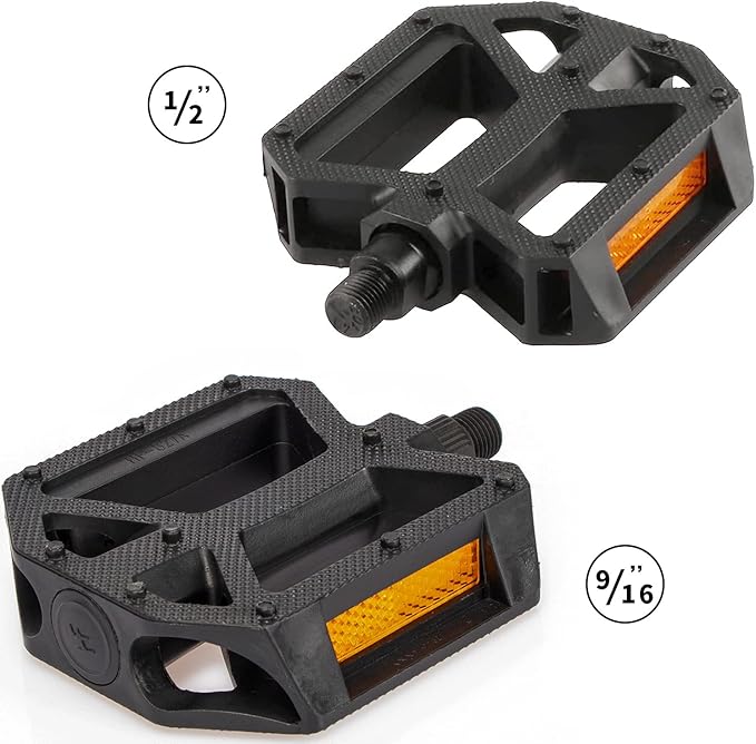 AVASTA Durable Polypropylene Bicycle Pedals with Reflector for Mountain Bike Road Bike and Other Bicycles,Two Thread Size（9/16”&1/2“）