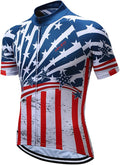 JPOJPO USA Cycling Jersey Men Short Sleeve Bike Shirts Biking Jersey Summer American Bicycle Tops with 3 Pockets Reflective