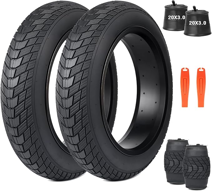 MEGHNA Fat Bike Tire 16/20/24/26 inch Electric Bike Tire Fat Tire 16/20/24/26 x 3.0 inch Heavy Duty Knobby Anti-Slip Foldable Replacement All Terrain Tire for E-Bike Snow Bike Fat Bike