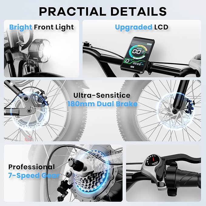 Electric Bike for Adults, 48V 20Ah Battery,1500W Peak Motor Step Thru Ebike 80+ Miles Max Range, 20x4.0 Fat Tires,Max 30Mph Electric Mountain Bike for All Terrain, Ideal for Commute, Off-Road