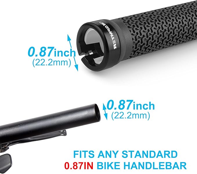 Bike Handlebar Grips, Single Lock on Bicycle Handle Bar, for BMX, Mountain, MTB, Beach Cruiser, Scooter, Folding Bike, Soft Non-Slip-Rubber Hand Grip Comfortable Ergonomic