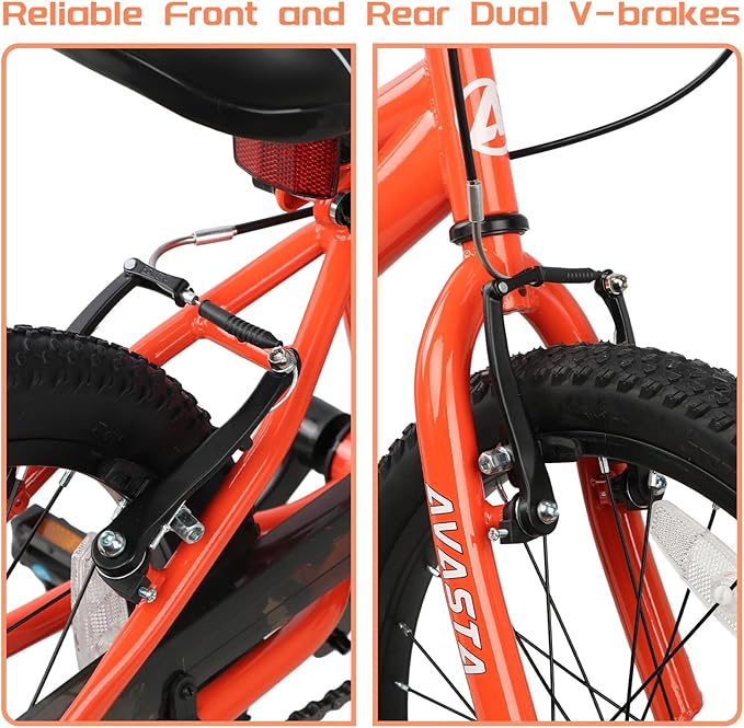AVASTA Bilbo 18 20 24 Inch Kids Bike for Boys Girls 5-14 Years Old, Retro Style High Carbon Steel Bicycle with Adjustable Handlebars and Seat, Dual V-Brakes, Kickstand, Multiple Colors