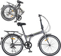 20" Folding City Commuter Bike,7-Speed Shimano,Lightweight Aluminum Frame,Foldable Bicycle for Adults,Compact Folding Bike,Mini Portable