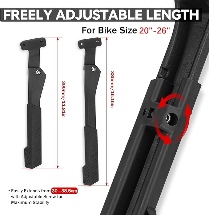 Bike Kickstand Heavy Duty Rear Mount Kick Stand for 40mm 20-26 Inch Aluminum Kickstand for Adult Kids Bike Mountain Bike Ebike Mini Bike Electric Dirt Bike MTB Carbon Fiber Style