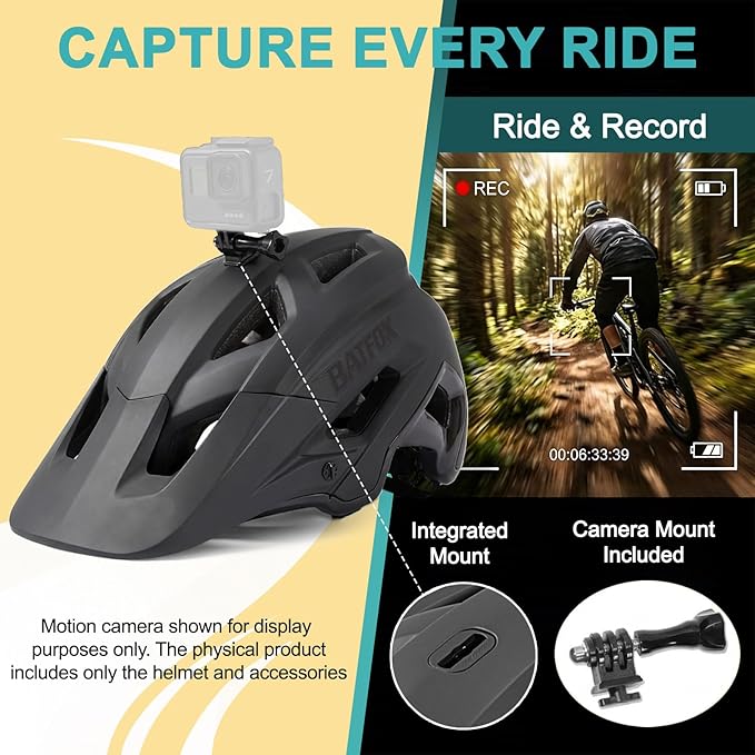 KINGBIKE NTA-8776 Mountain Bike Helmet Professional Ebike Helmets with 3-Level Adjustable Visor & Camera Mount E-MTB Helmet for Adults Men Women Youth E-Bike Safety Certified