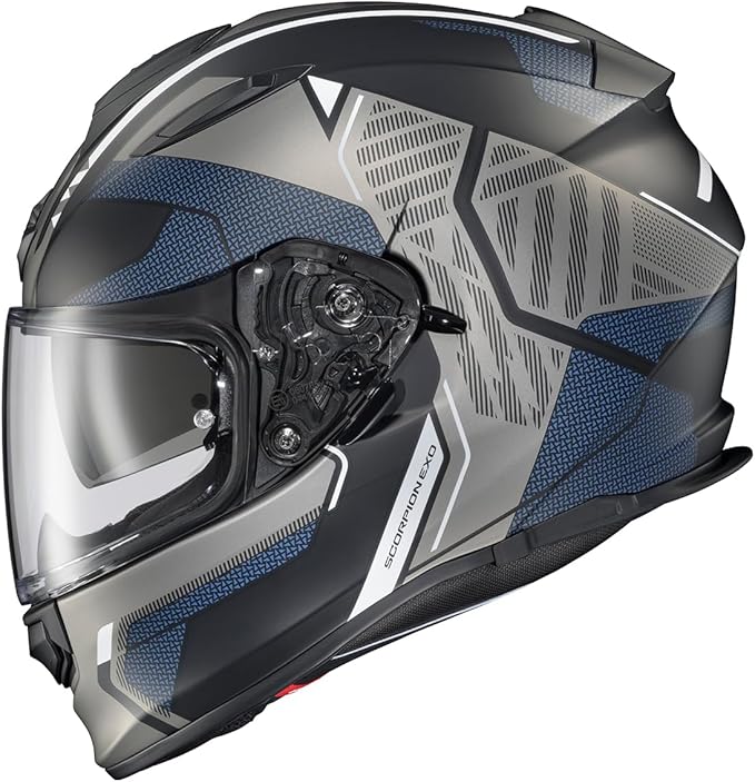 ScorpionEXO Ryzer Full Face Motorcycle Helmet with Pinlock Ready Shield with Integrated Speaker Pockets DOT ECE Approved Switch (Phantom - Large)