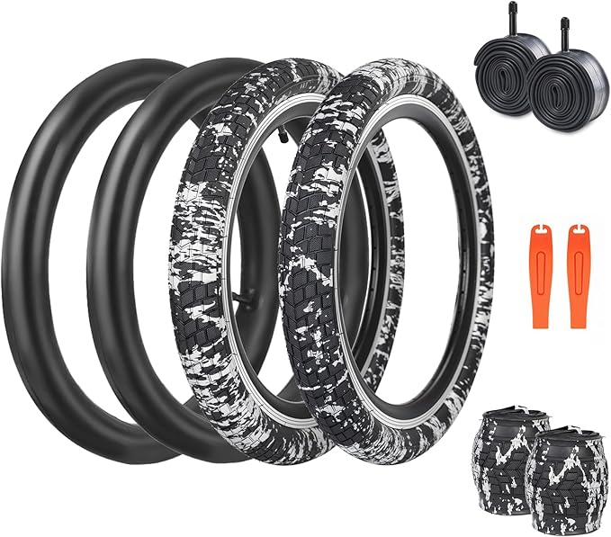 12/16/20x2.125 Bike Tires 1/2 Pack 12/16/20 Inch Kids Folding Replacement Tire/Tube Suitable for Tires 12/20x2.1 12/16/20x2. 125 12/20x2.25, Multiple Colors