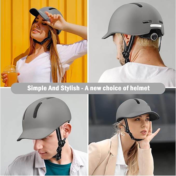 Shinmax Bike Helmet - Lightweight Adjustable Baseball Cap Style Cycling Helmet with Long Visor, Reflective Strip, for Urban Commuter, Mountain & Road Biking