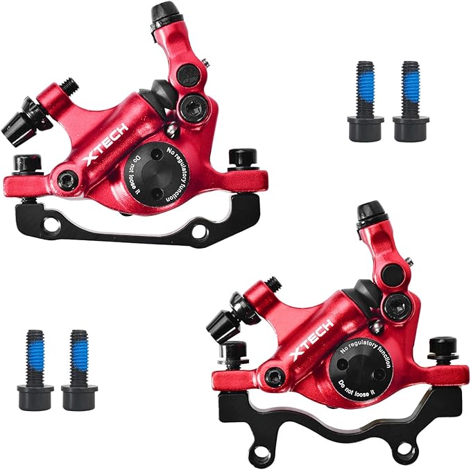 Zoom HB-100 Hydraulic Disc Brake Calipers, 2PCS Front/Rear red, Line Pull Oil Brake Disc Brake Set for MTB, Mountain Bike and Electric Bike