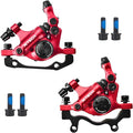 Zoom HB-100 Hydraulic Disc Brake Calipers, 2PCS Front/Rear red, Line Pull Oil Brake Disc Brake Set for MTB, Mountain Bike and Electric Bike