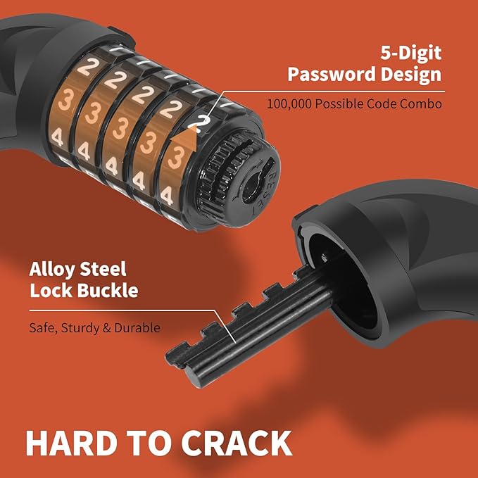 Bike Chain Lock 3.2Ft Long High Security Heavy Duty Anti Theft, 5 Digit Combination Resettable Keyless Bicycle Lock for Bike/Electric Scooter/Ebike/Motorcycle(Camouflage)