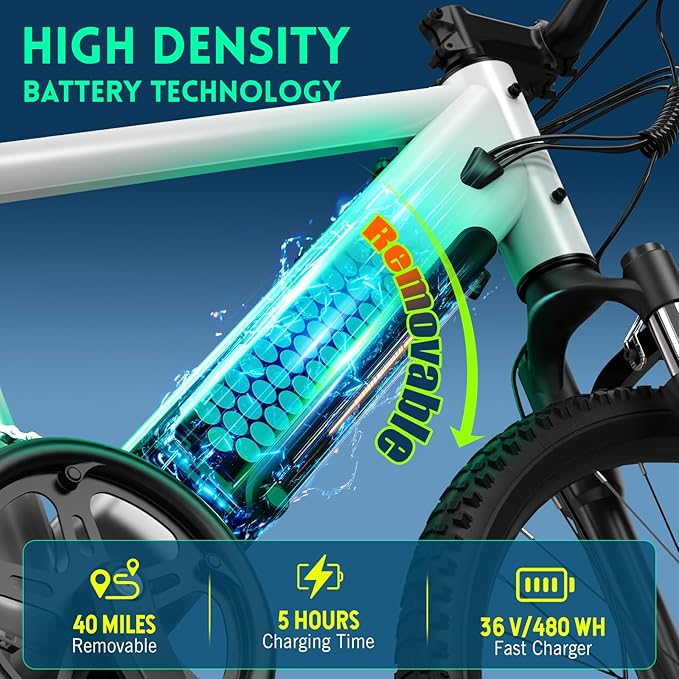 TST Electric Bike for Adults, 750 Peak Motor Ebike with 36V/7.8Ah Battery, up to 40 Miles Range 25 MPH Electric Bicycle, 7 Speed, 26" E Bike for Commute
