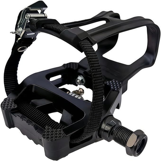 YBEKI Pro-Grade SPD Spin Bike Pedals and Straps/Toe Clip for Indoor Exercise Cycling & Spin Peloton/Schwinn/Sunny/Bikes Compatible, 9/16" Axle with Sealed Bearings + 12-Month Warranty