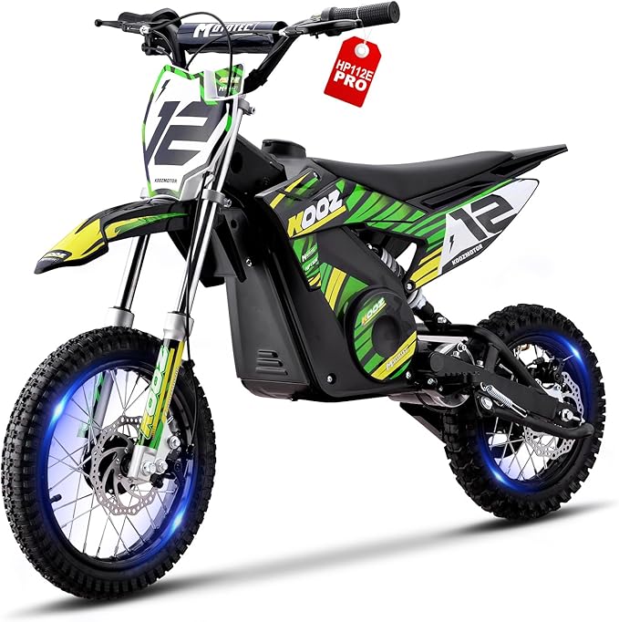 KOOZ HP112E PRO 36V 1000W Electric Dirt Bike for Kids, 3 Speed Modes Teen Electric Motorcycle Up to 20.6 MPH& 19 Miles Long-Range, Dual Suspension & Disc Brake, 16" Sturdy Tire