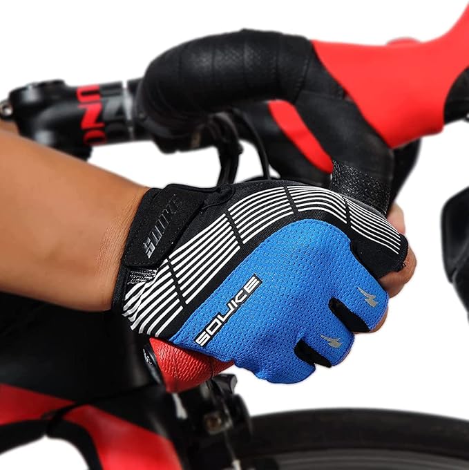 Souke Sports Cycling Bike Gloves - Padded Half Finger Bicycle Gloves with Shock-Absorbing, Anti-Slip, Breathable MTB & Road Biking Features for Men & Women