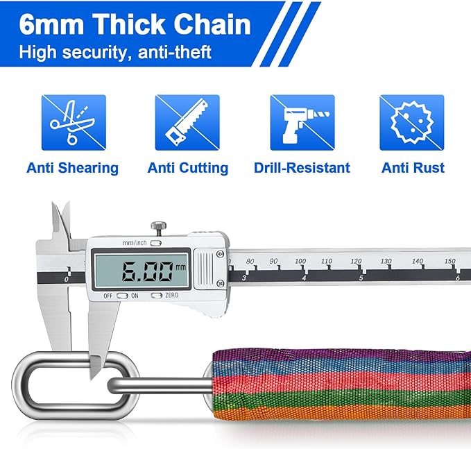 NDakter Bike Lock, 5 Digit Combination Heavy Duty Anti Theft Bicycle Chain Lock, 2.62/3.2/4.27/5/6Ft Long, High Security Resettable, Suitable for Bike, Scooter, Door, Gate, Fence-4/6mm Thick