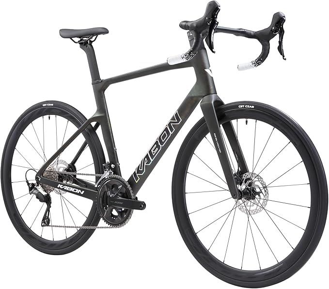 KABON Carbon Road Bike, T800 Carbon Fiber Frame 700C Road Bike with 18 Speeds Drivetrain, Integrated Carbon Handlebar, Disc Brakes Racing Bicycle for Men and Women