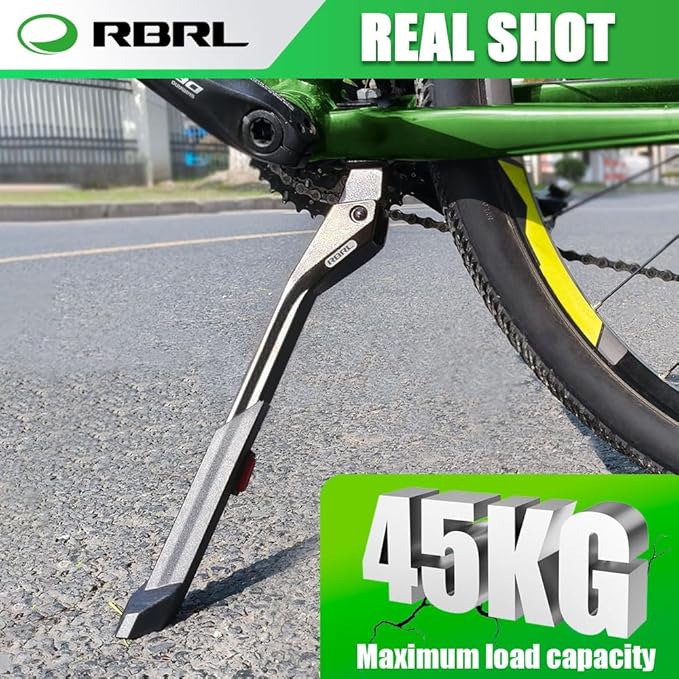 RBRL Bike Kickstand Center Mount 24–29 Inch, Height Adjustable Kick Stand for E-Bike, MTB, Trekking & City Bike, Heavy Duty Aluminum Alloy Bicycle Stand (Max Load 100lbs)