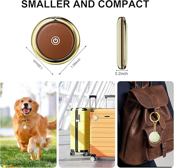 Air -Tags Bluetooth Tracker Item Finders Work for Apple Find My (iOS Only) Real-time Tracking GPS Tracker for Luggage Keys Dogs Cats Backpack Satchel (Black&Brown, 2Pack)