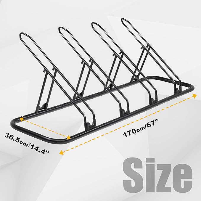 CyclingDeal Bike Rack Floor Parking Bike Stand for up to 6 Bicycles | Indoor, Home & Garage Storage Rack | Stable & Secure Bicycle Stand w/ Tire Grooves Up to 29", Holding Plates & Custom Spacing