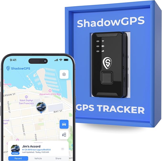 GPS Tracker for Vehicles - Real Time Car Tracker with Trip History, Driving Alerts, GeoFence for Fleets & Family with 14 Days Free Trial, Rechargeable Battery (ShadowTrack_14d)