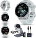 Garmin Forerunner 570 42mm GPS Running Smartwatch, Cloud Blue | Advanced Training & Recovery, Sleep Coach, Heart Rate, Download Music, Up to 10 Day Battery | Signature Series Charging Stand Bundle