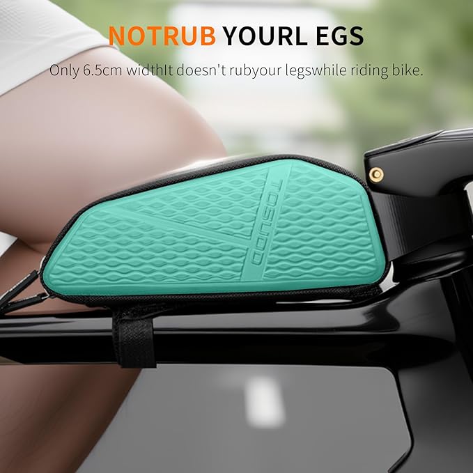 Bike Top Tube Bag, Small Front Frame Bag, Waterproof PU & EVA Hard Shell Bicycle Pouch for Phone & Tools, Cycling Accessories (1.2L)