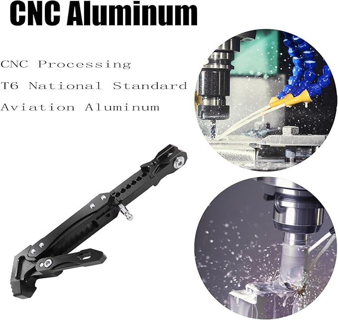 Universal CNC Aluminum Alloy High Quality Motorcycle Adjustable Kickstand Accessories Motor Scooter Modified Tripod Holder Kickstand Foot Side Support Stand Motor Motorbike Dit Pit Bike
