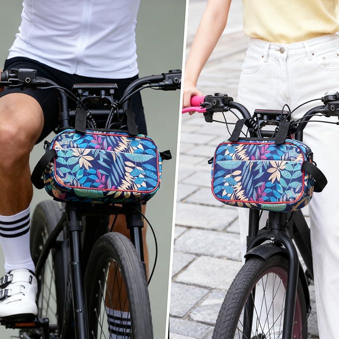 Large Capacity Bike Handlebar Bag, Waterproof Bicycle Bags for Handlebars with Shoulder Strap, Multifunctional Cycling Front Pouch, Bike Crossbar Tool Storage Bag for Urban Outdoor Road MTB